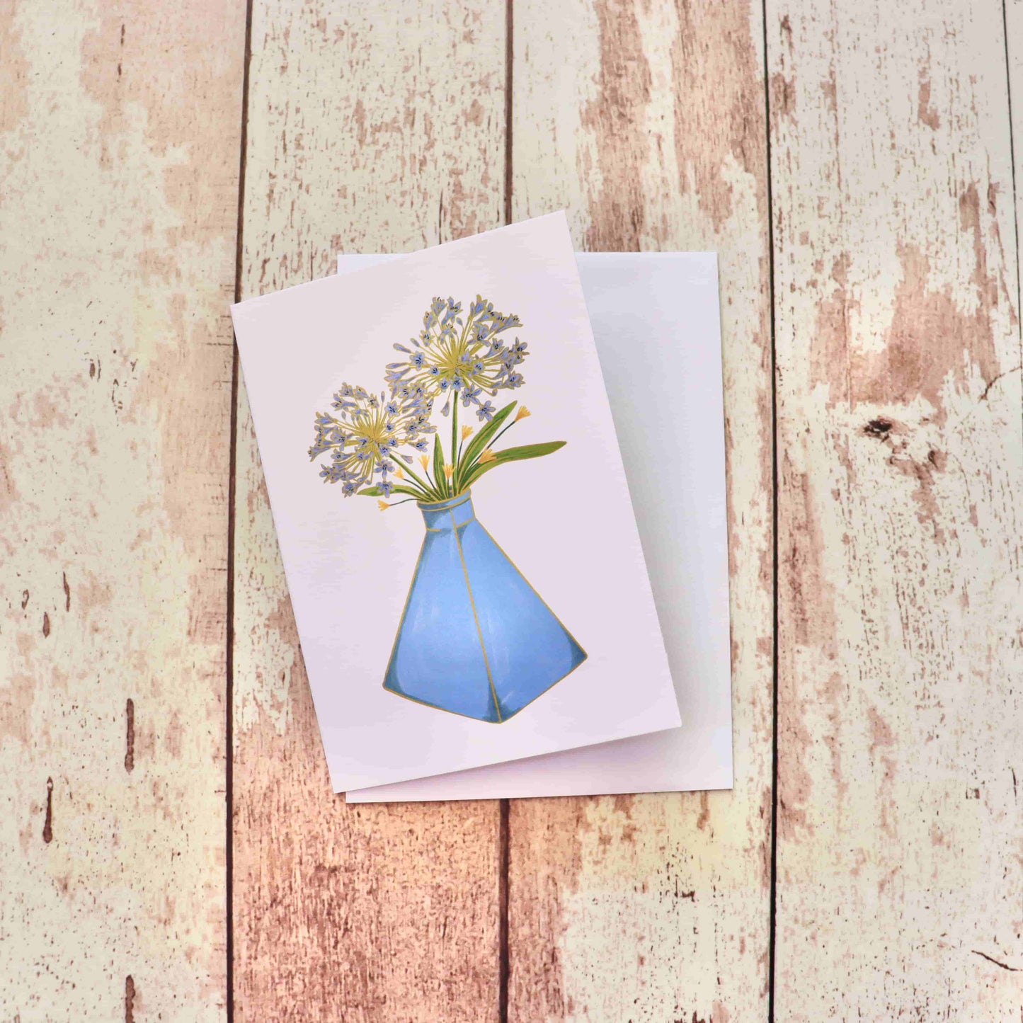 Agapanthus Flower Vase Greeting Card