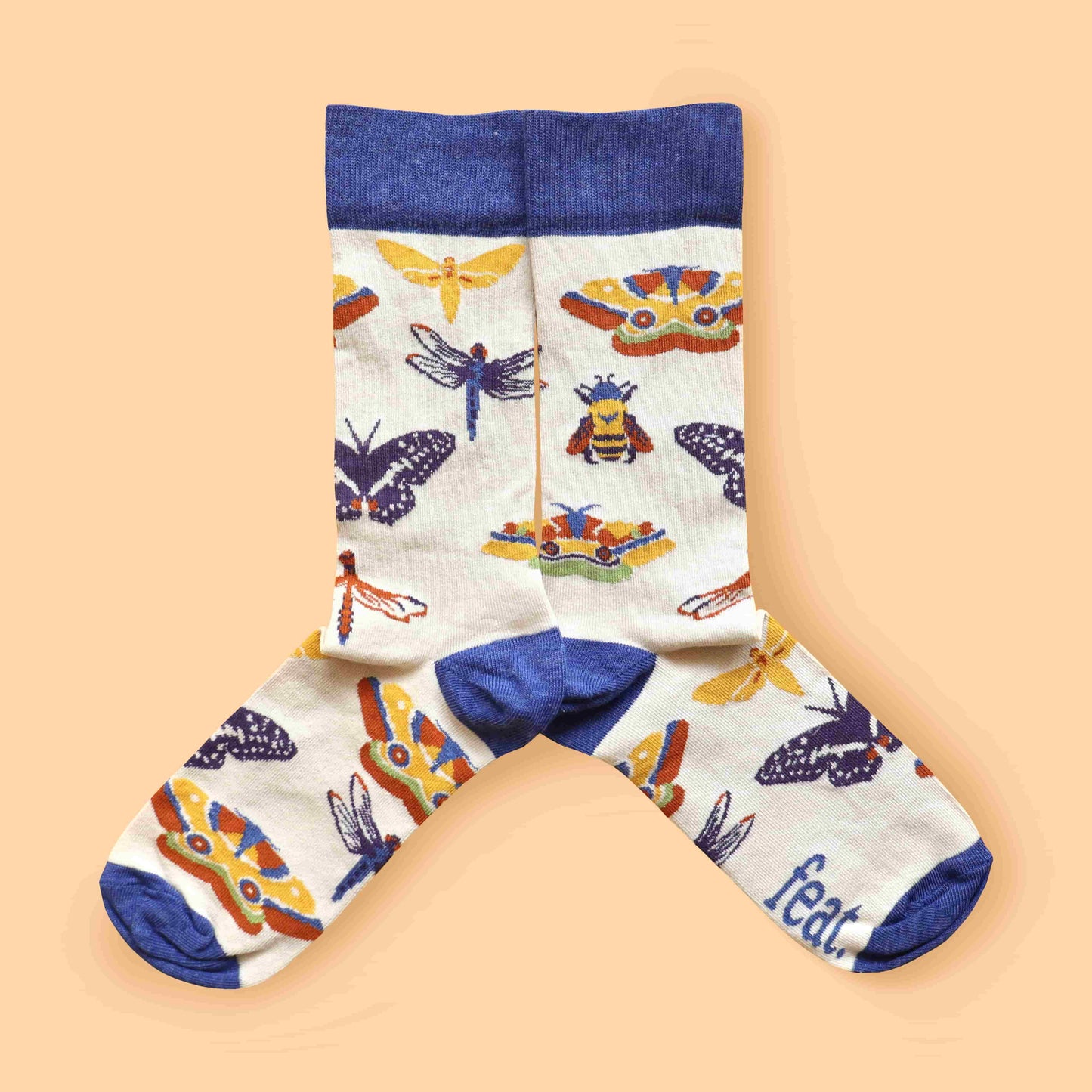 Unisex Insects socks on peach background