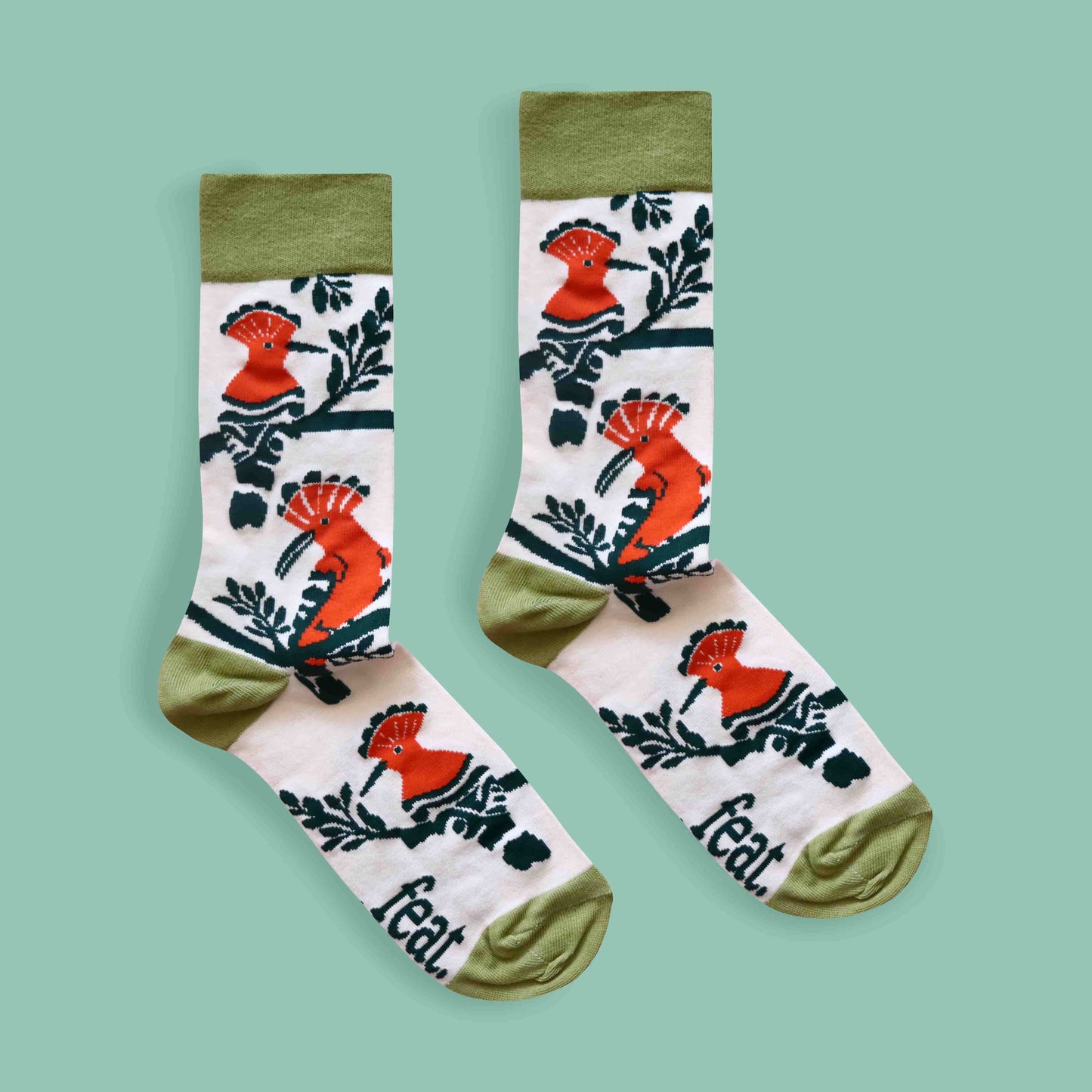 Mens Hoopoe Bird socks centre green