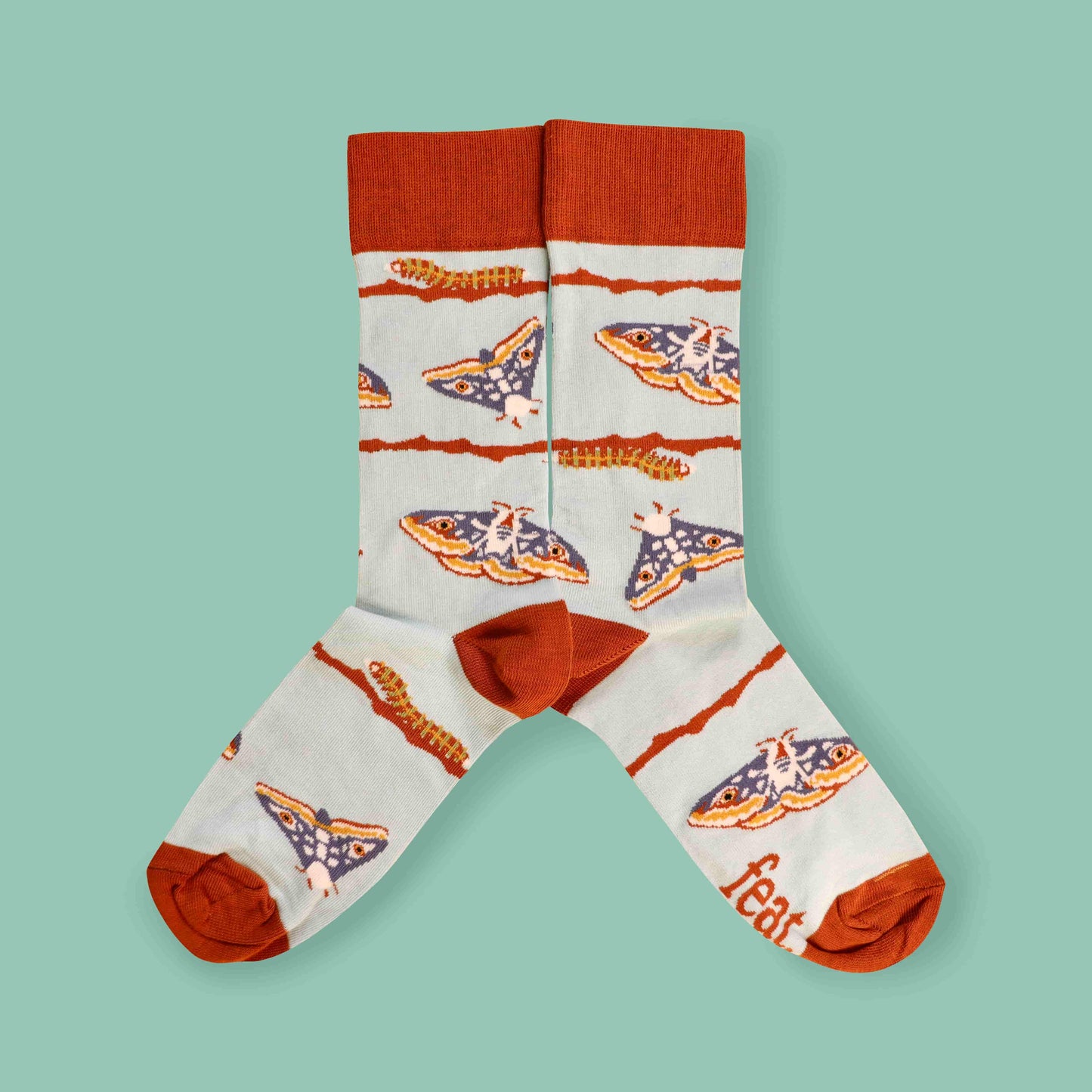 Moth socks mirror image green background