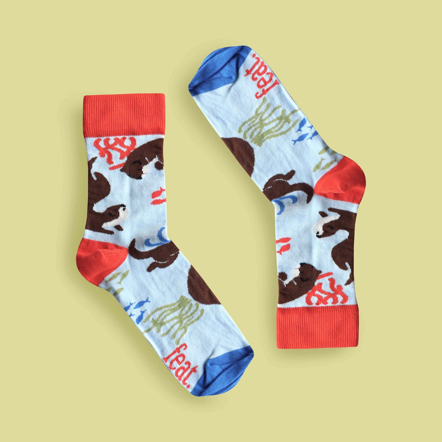 Otter socks lime background inverted