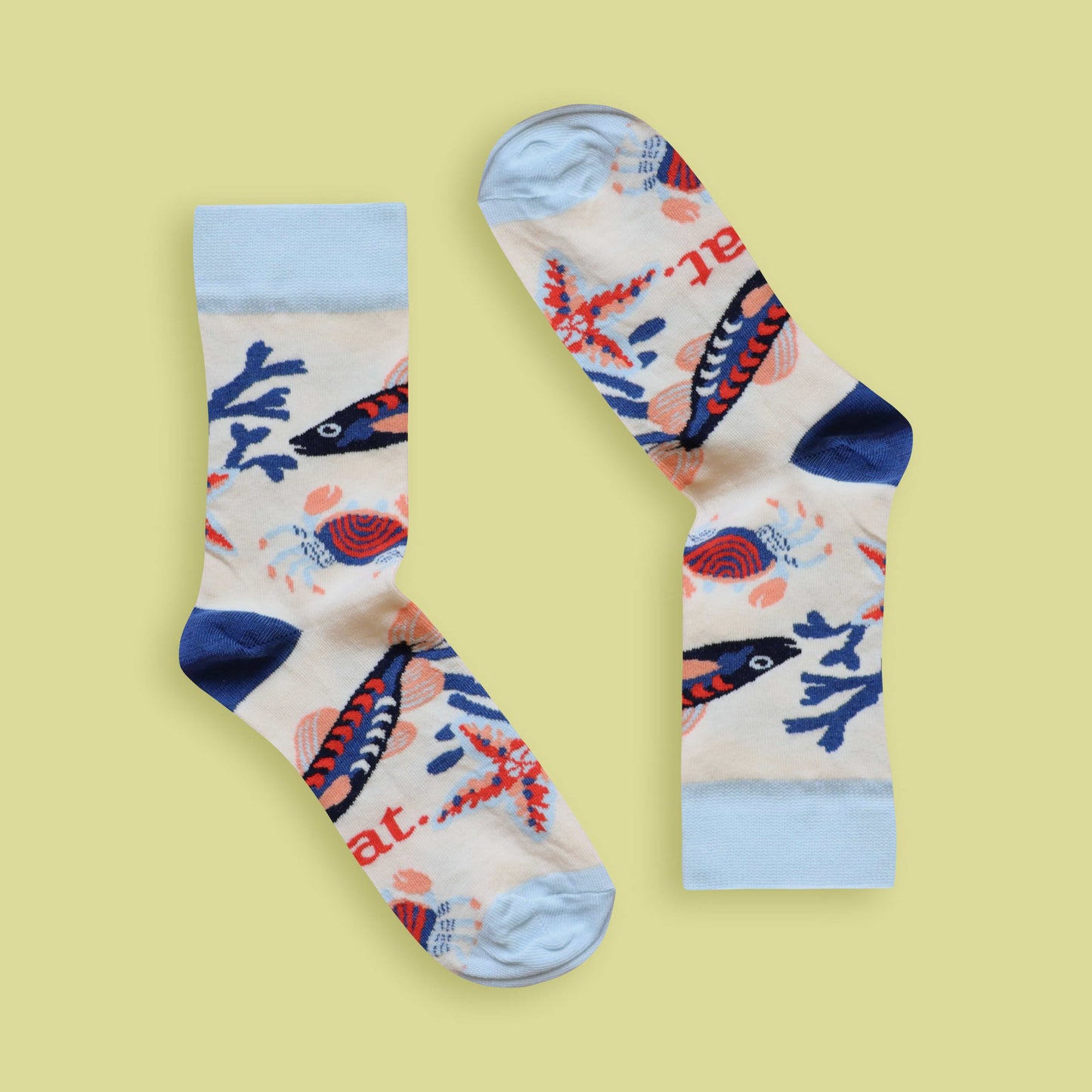 Rockpool socks lime background inverted