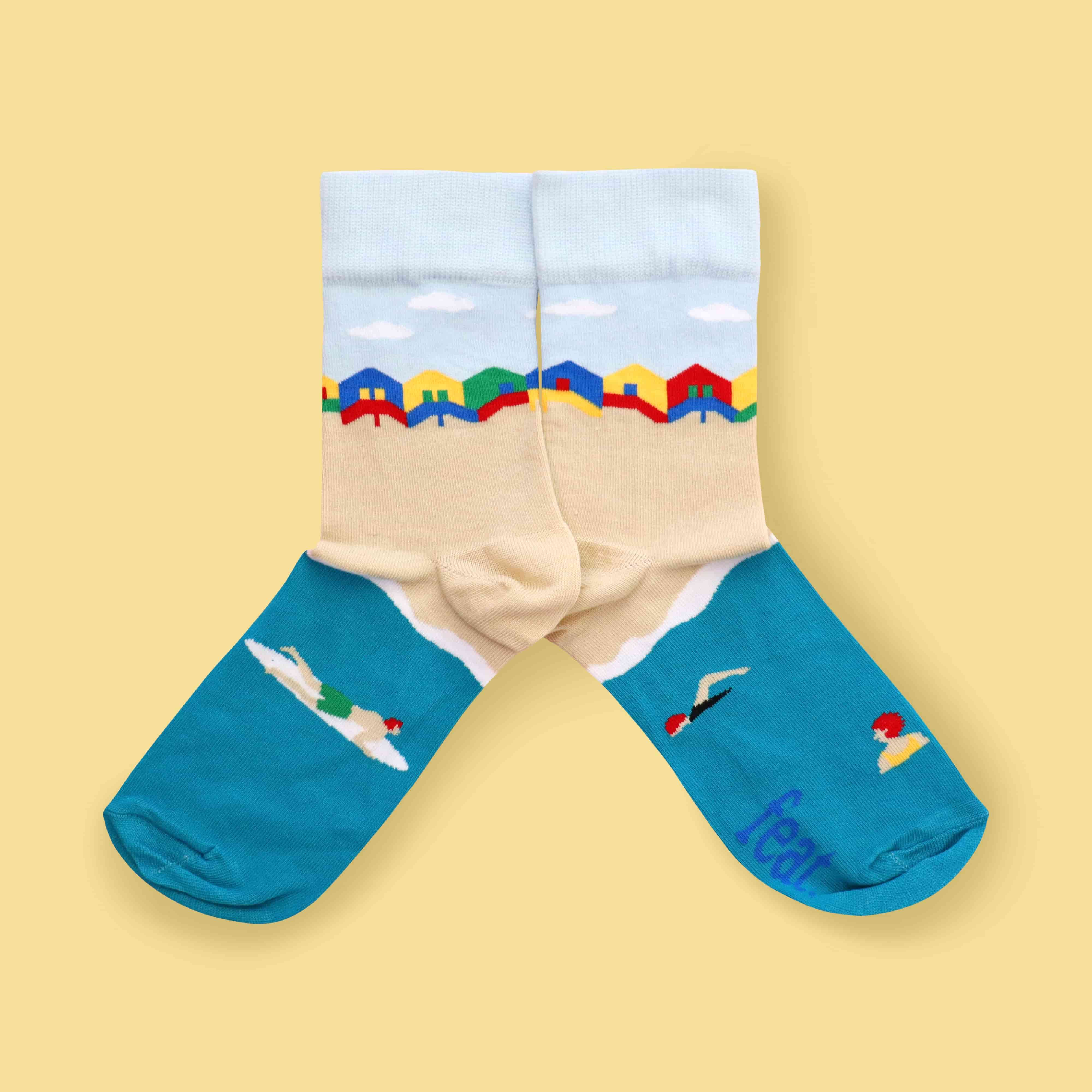 Women’s Designer, Cotton Socks | Muizenberg Beach Hut Socks – Feat ...