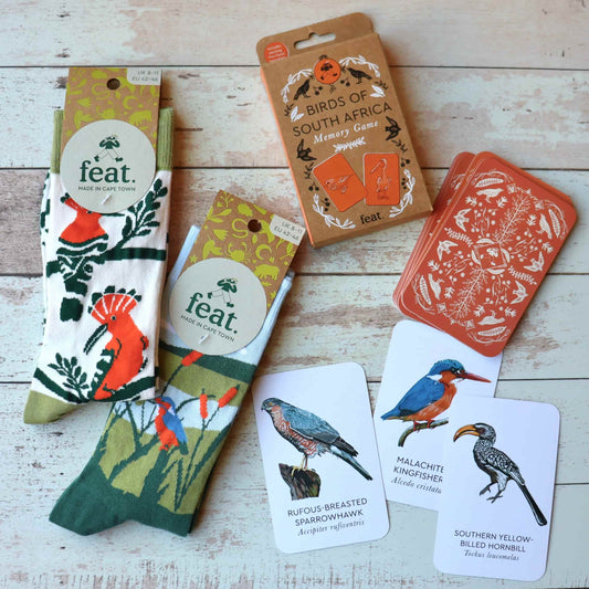 Birds of South Africa Memory Game and Socks combo