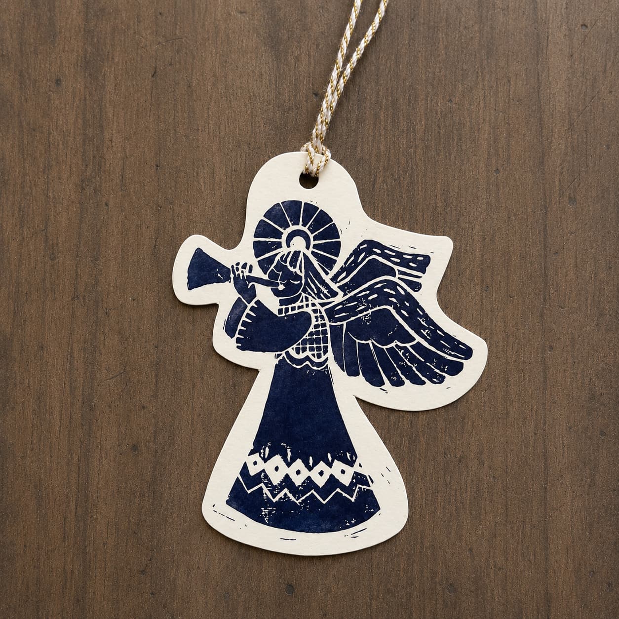 Block print Christmas Gift Tags 6 pack Angel
