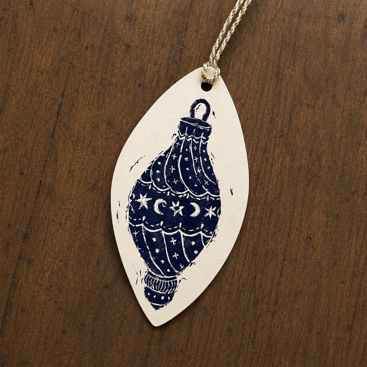 Block print Christmas Gift Tags 6 pack Ornament