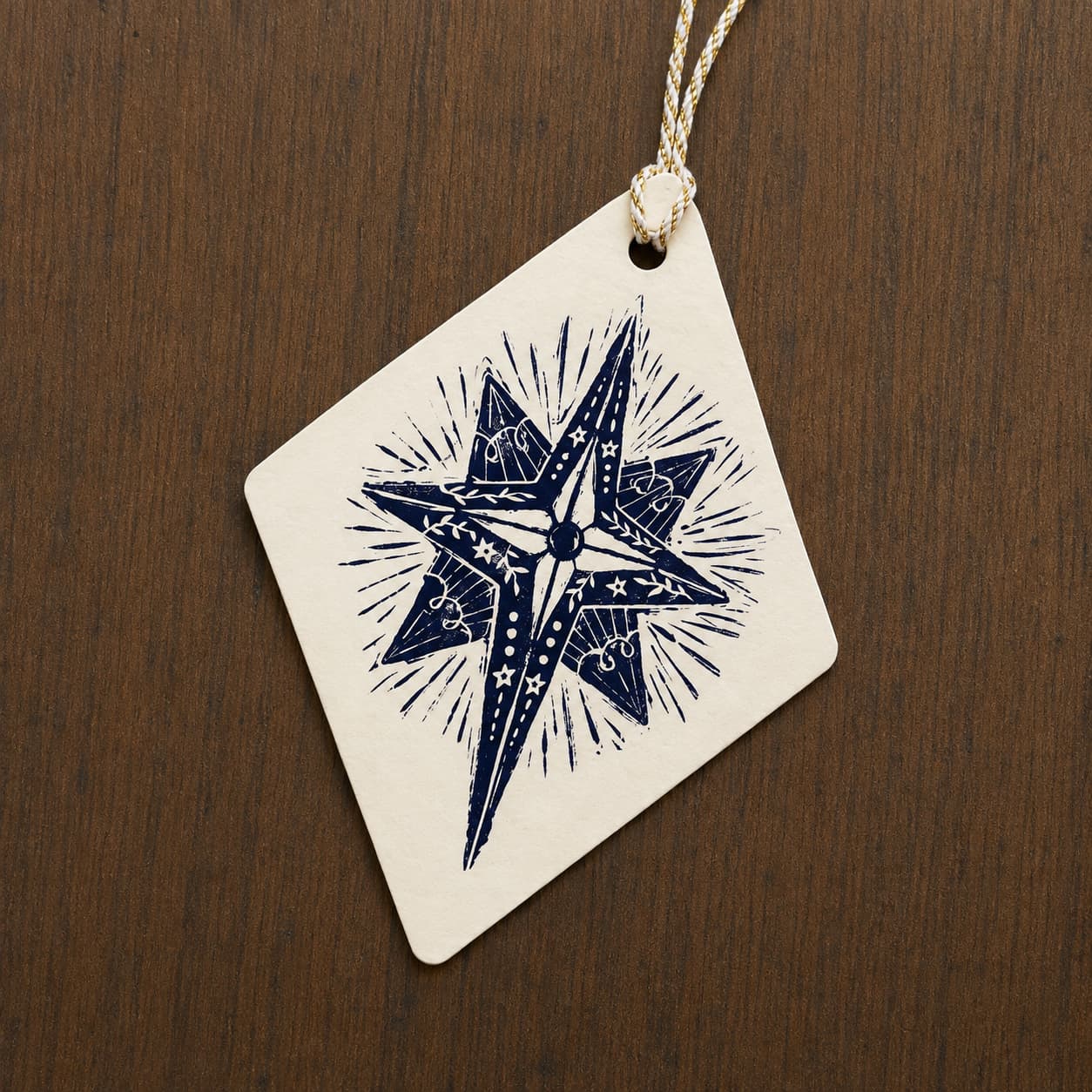 Block print Christmas Gift Tags 6 pack star of Bethlehem