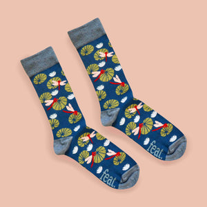 Dragonfly socks diagonal image peach background