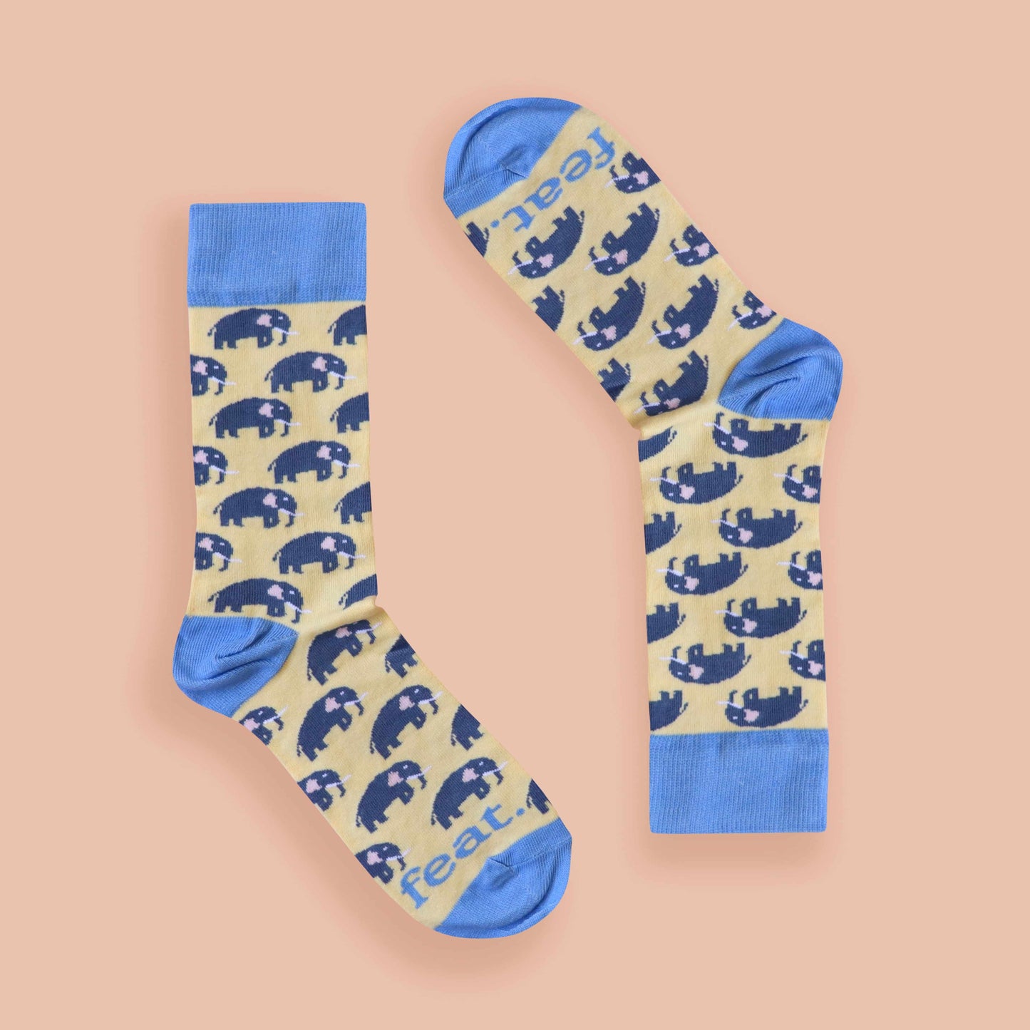 Elephant socks peach background inverted