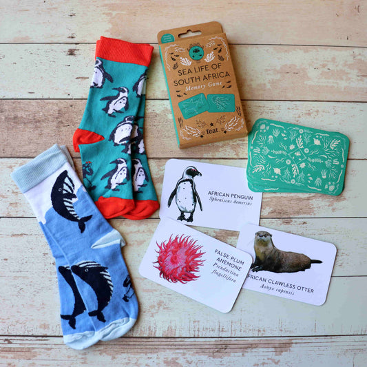 Kids’ Sea Life of South Africa socks and Memory Game Combo