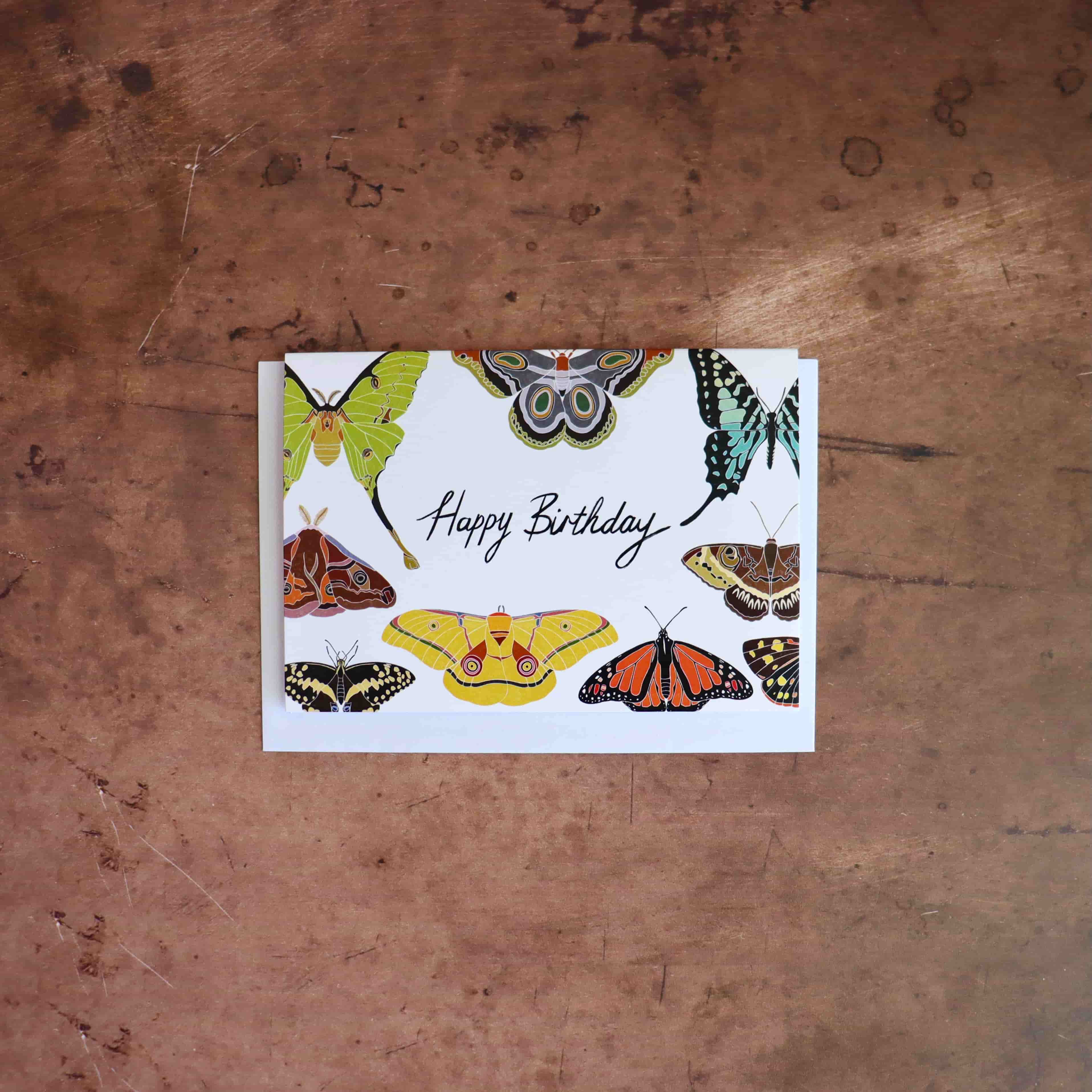Moths & Butterflies Happy Birthday Greeting Card