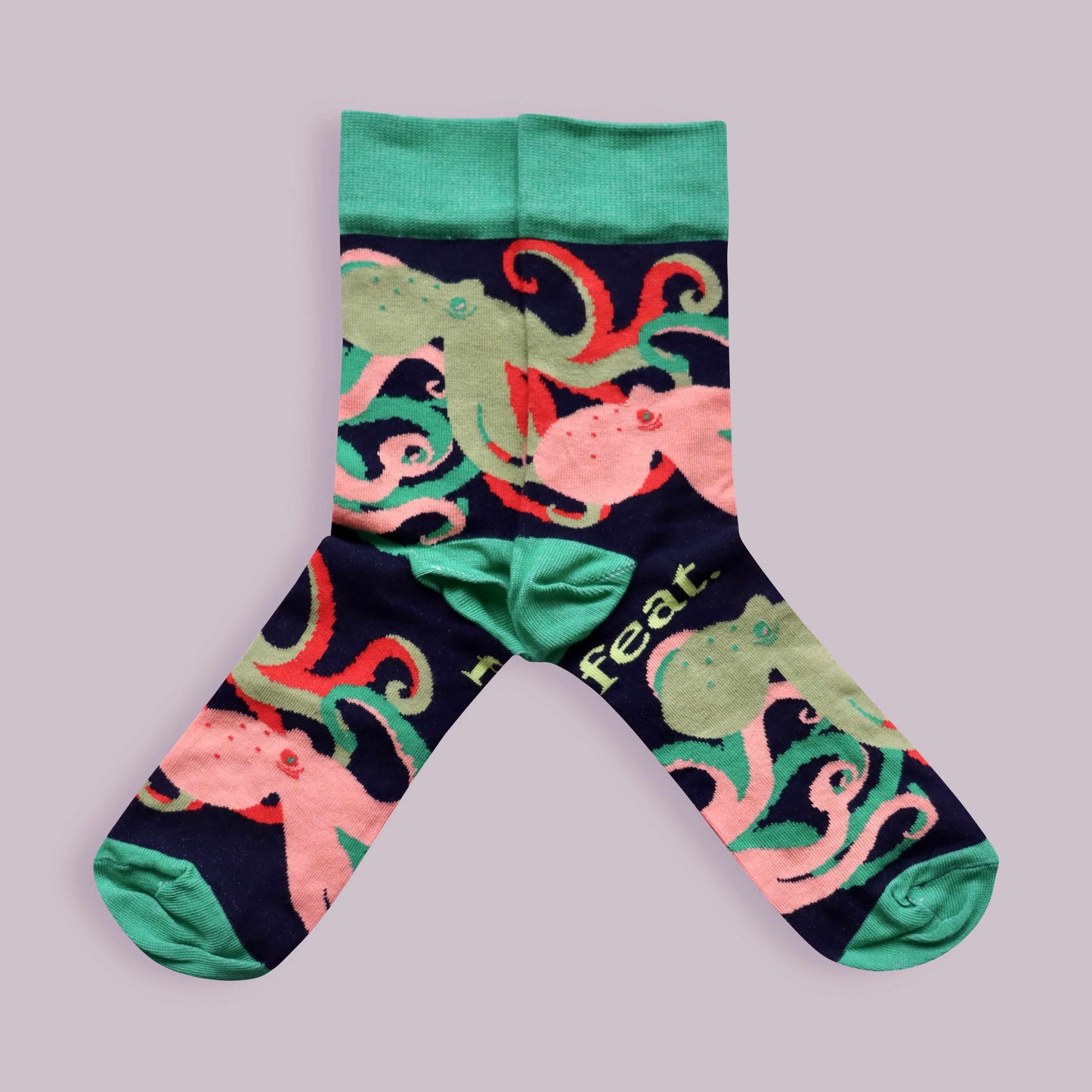 Octopus socks lilac background mirrored