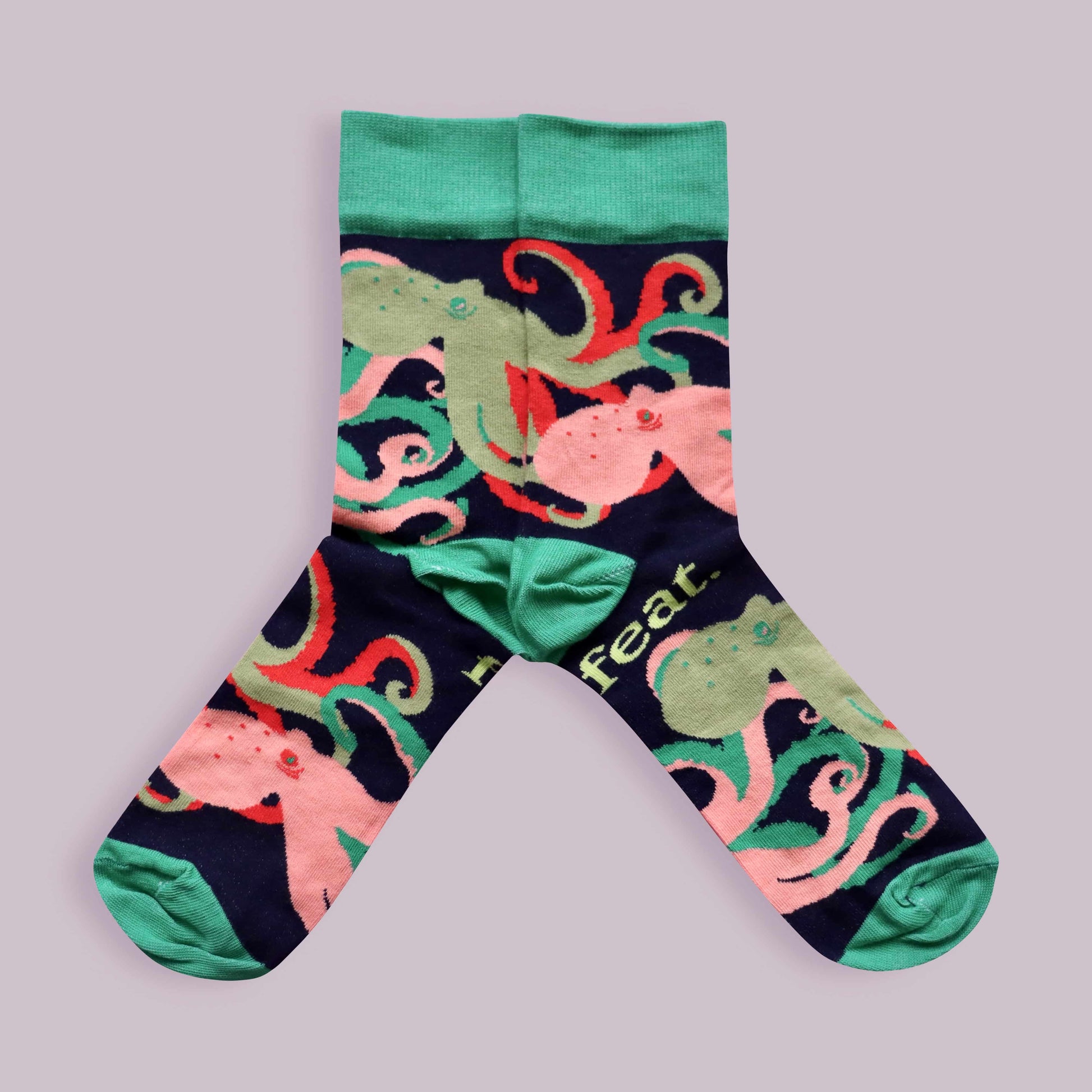 Octopus socks lilac background mirrored