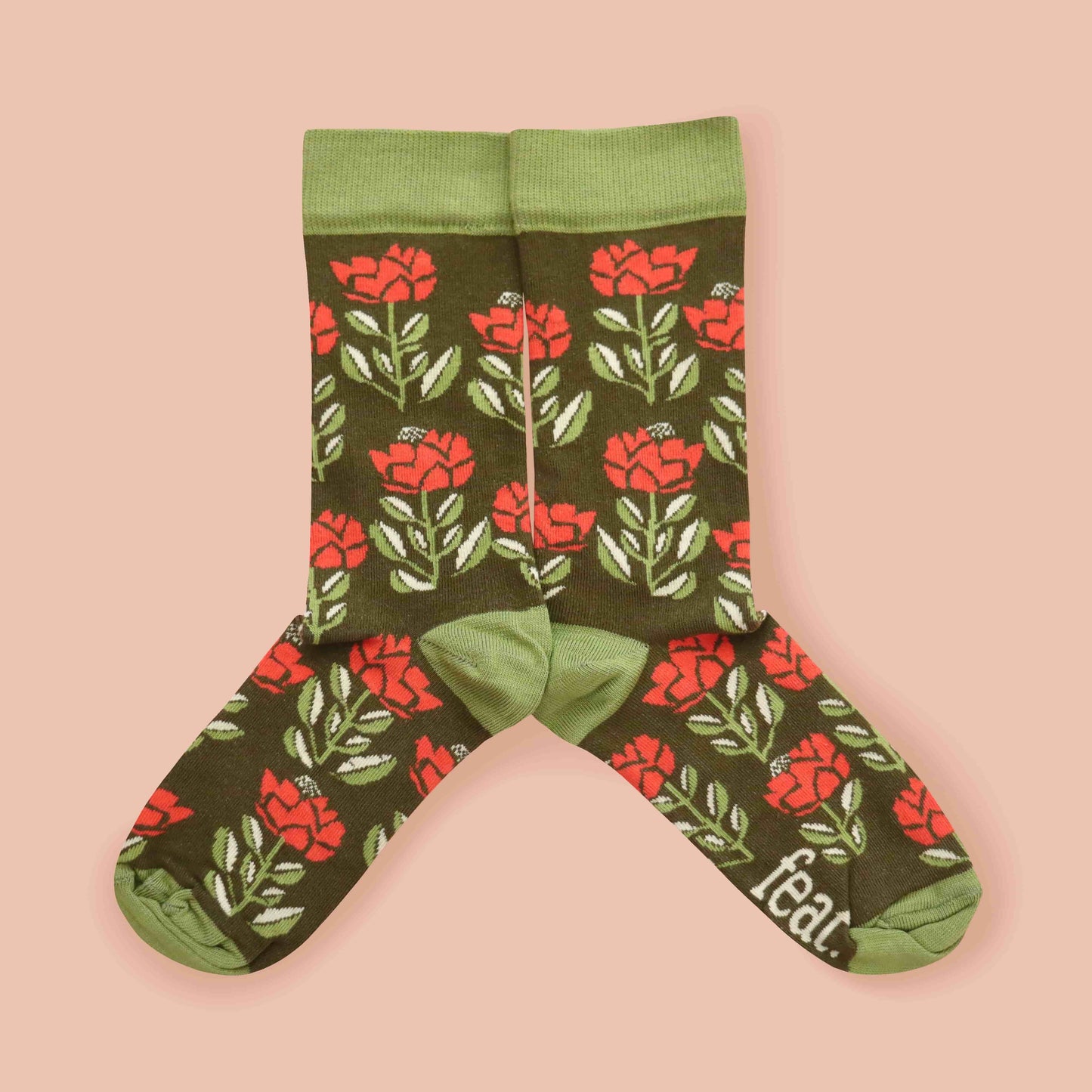 Protea socks pink background mirrored