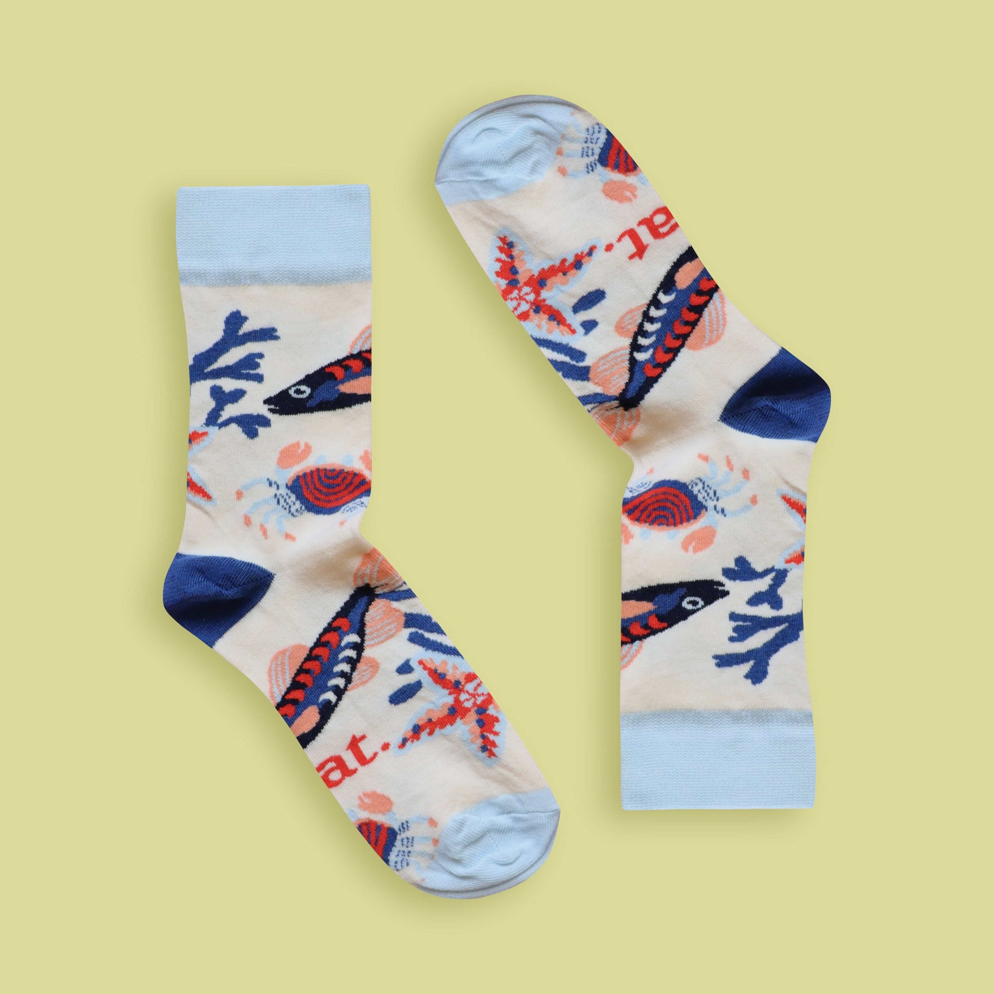 Rockpool socks lime background inverted