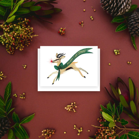 Rudolph the red nosed springbok greeting card