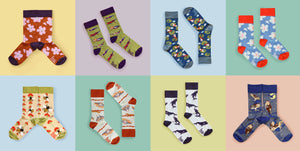 Assorted colourful patterned socks for men and women