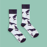Whale socks centre image green background