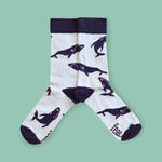 Whale socks mirror image green background