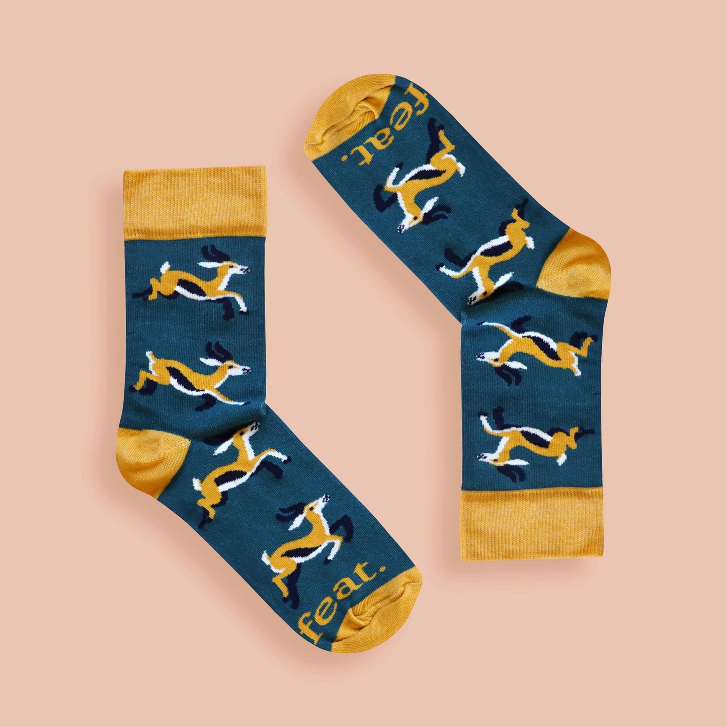Mens springbok socks with pink background