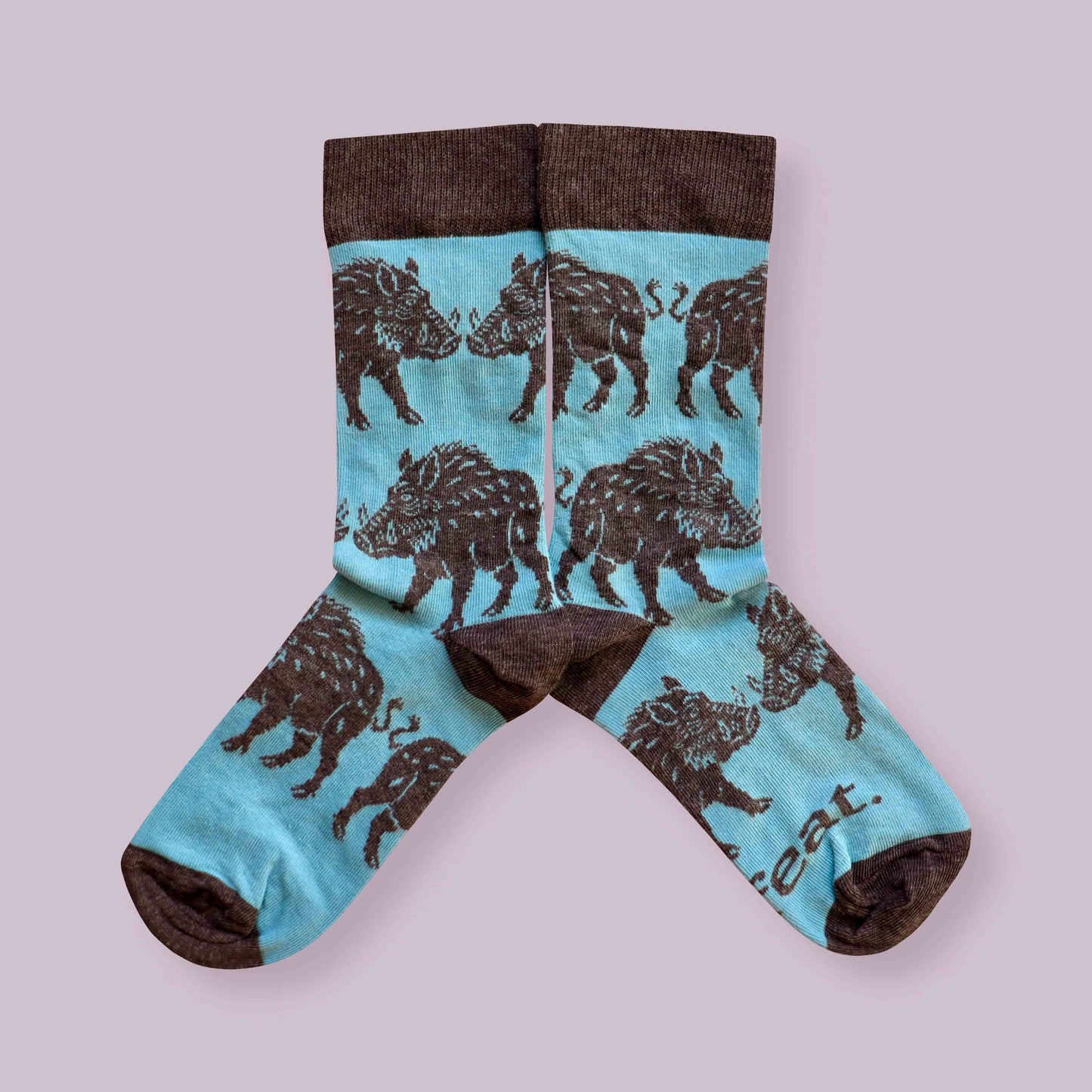 Warthog socks lilac background mirrored