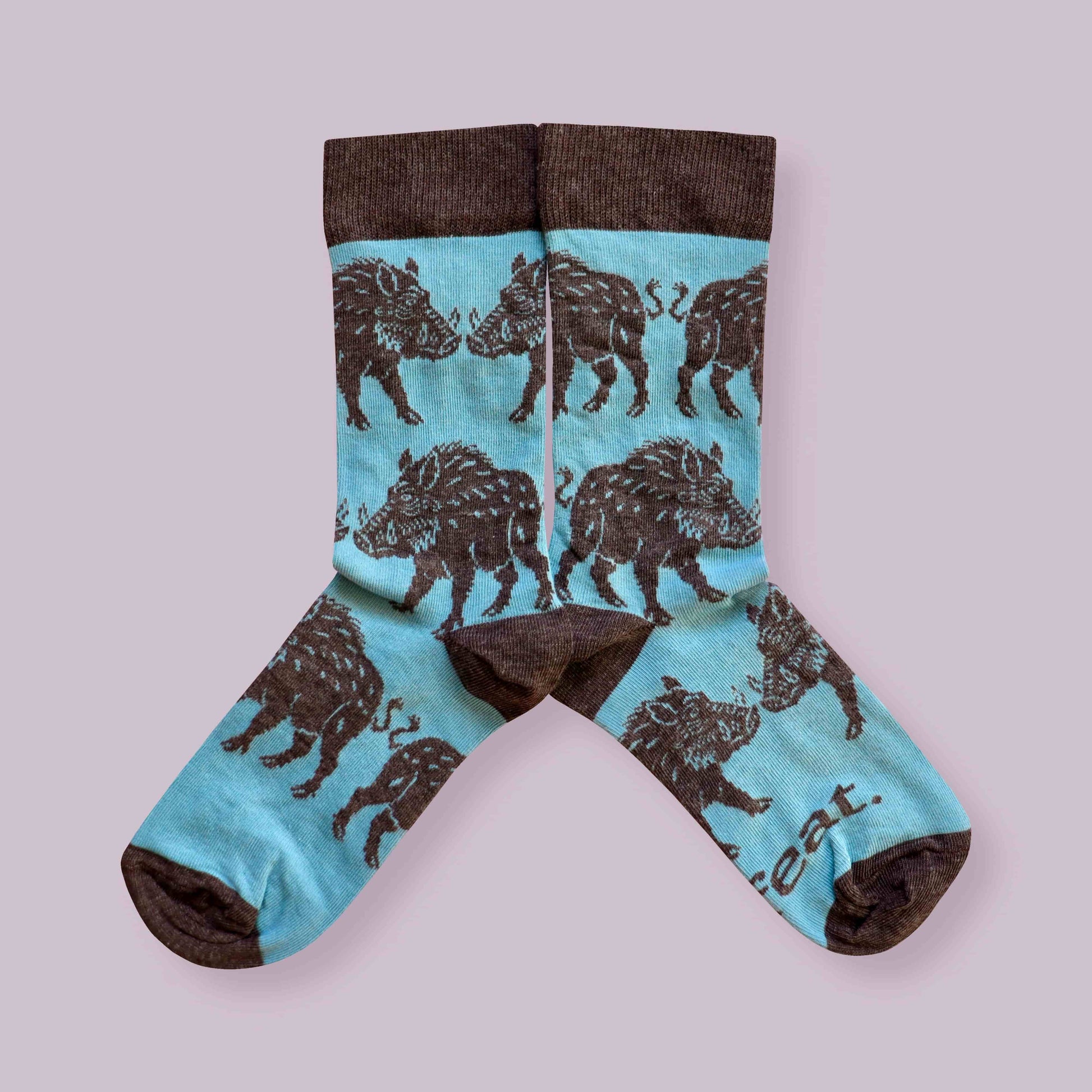 Warthog socks lilac background mirrored