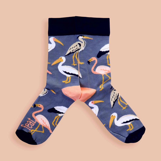 Ladies wetland socks on pink background