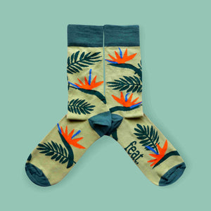 Strelitzia Bird of paradise flower socks made in South Africa