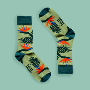 Strelitzia bird of paradise flower socks made in South Africa