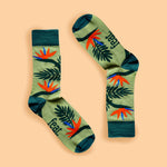 Strelitzia bird of paradise flower socks and accessories made in South Africa