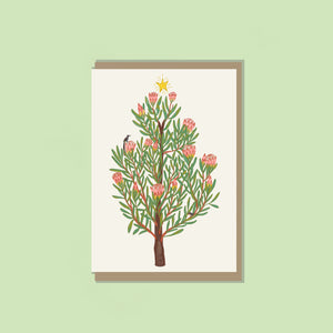 Protea Christmas Tree Greeting Card