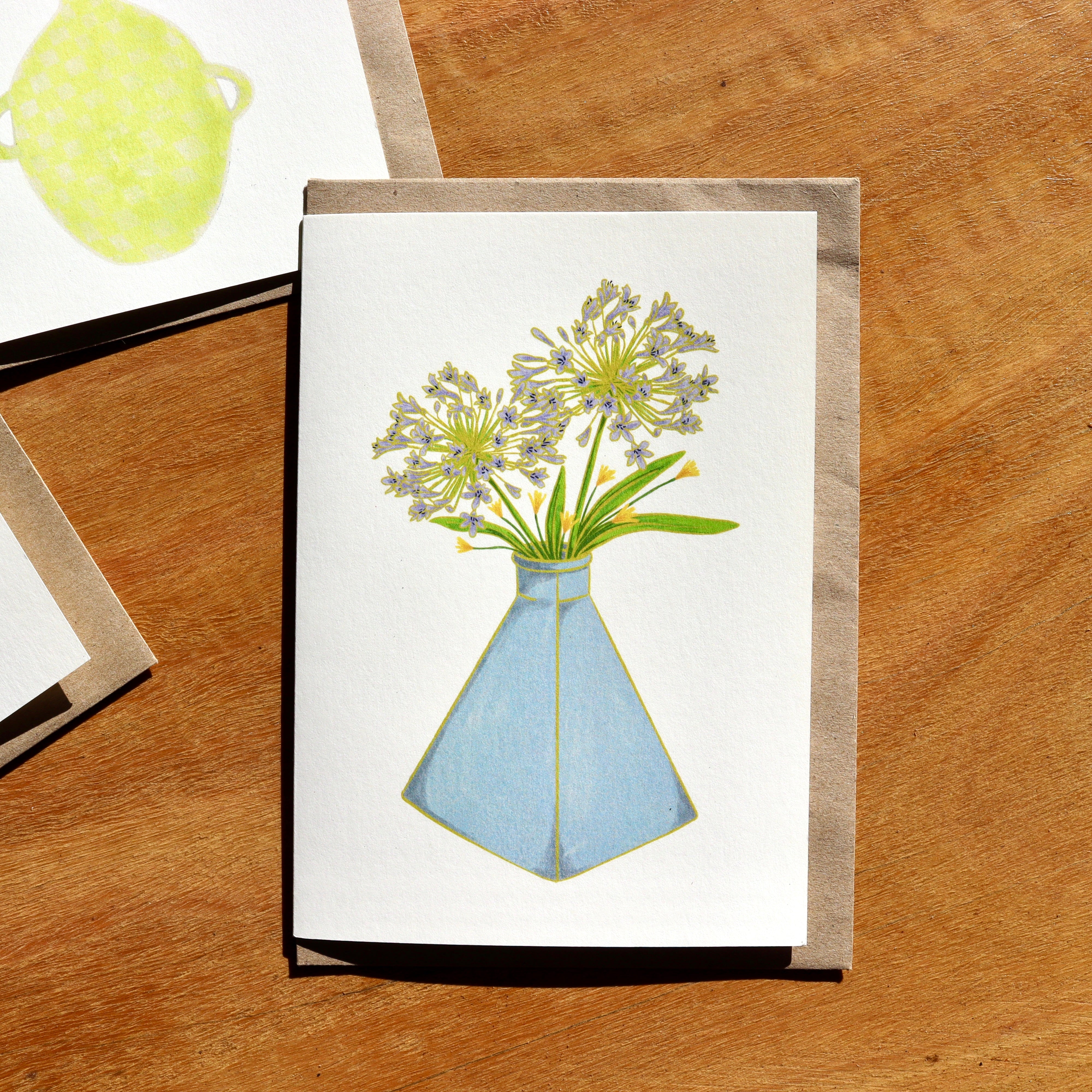 Agapanthus Flower Vase Greeting Card