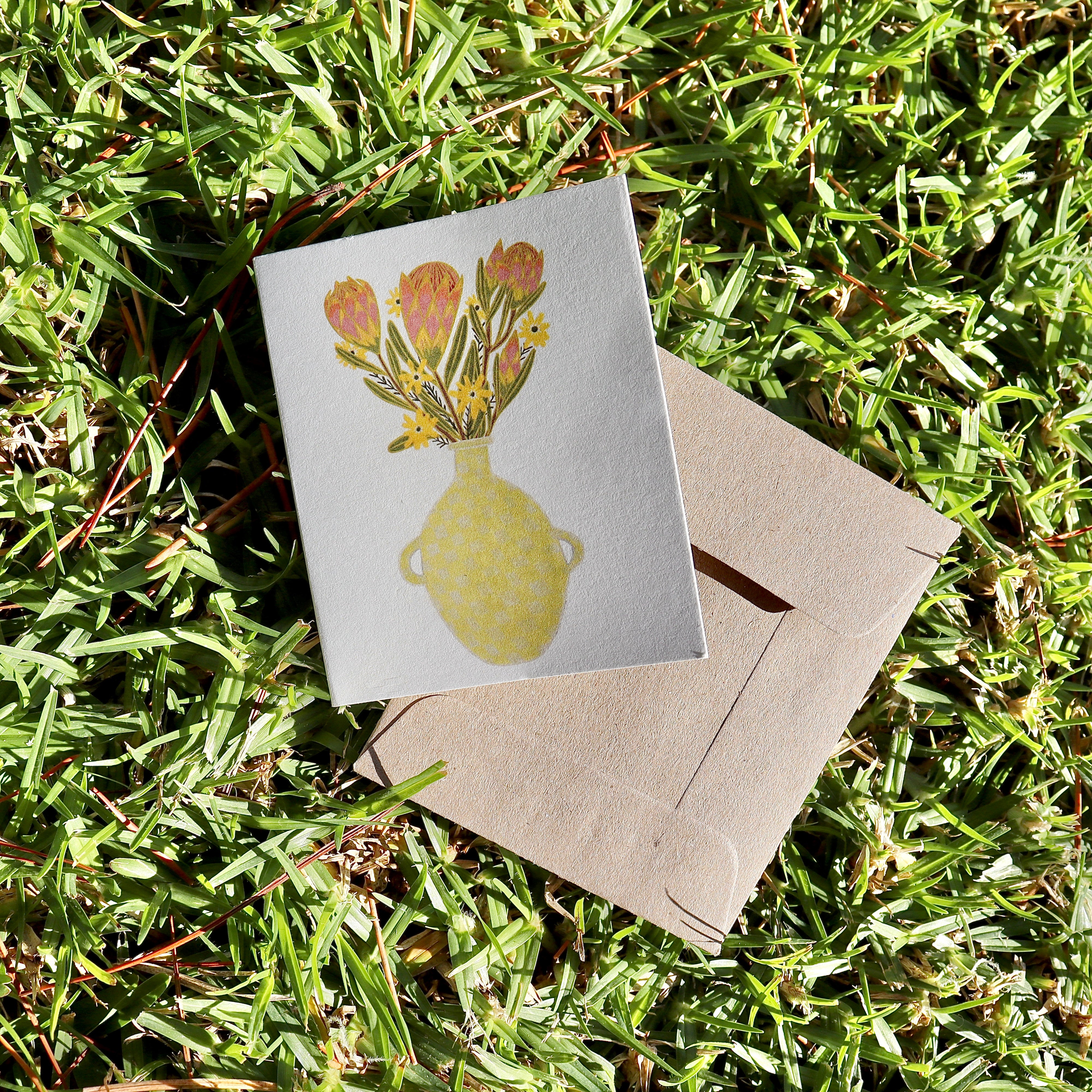Protea Flower Vase Greeting Card