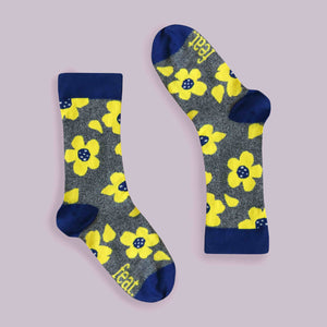 Ladies’ Acid Yellow 70’s Floral socks