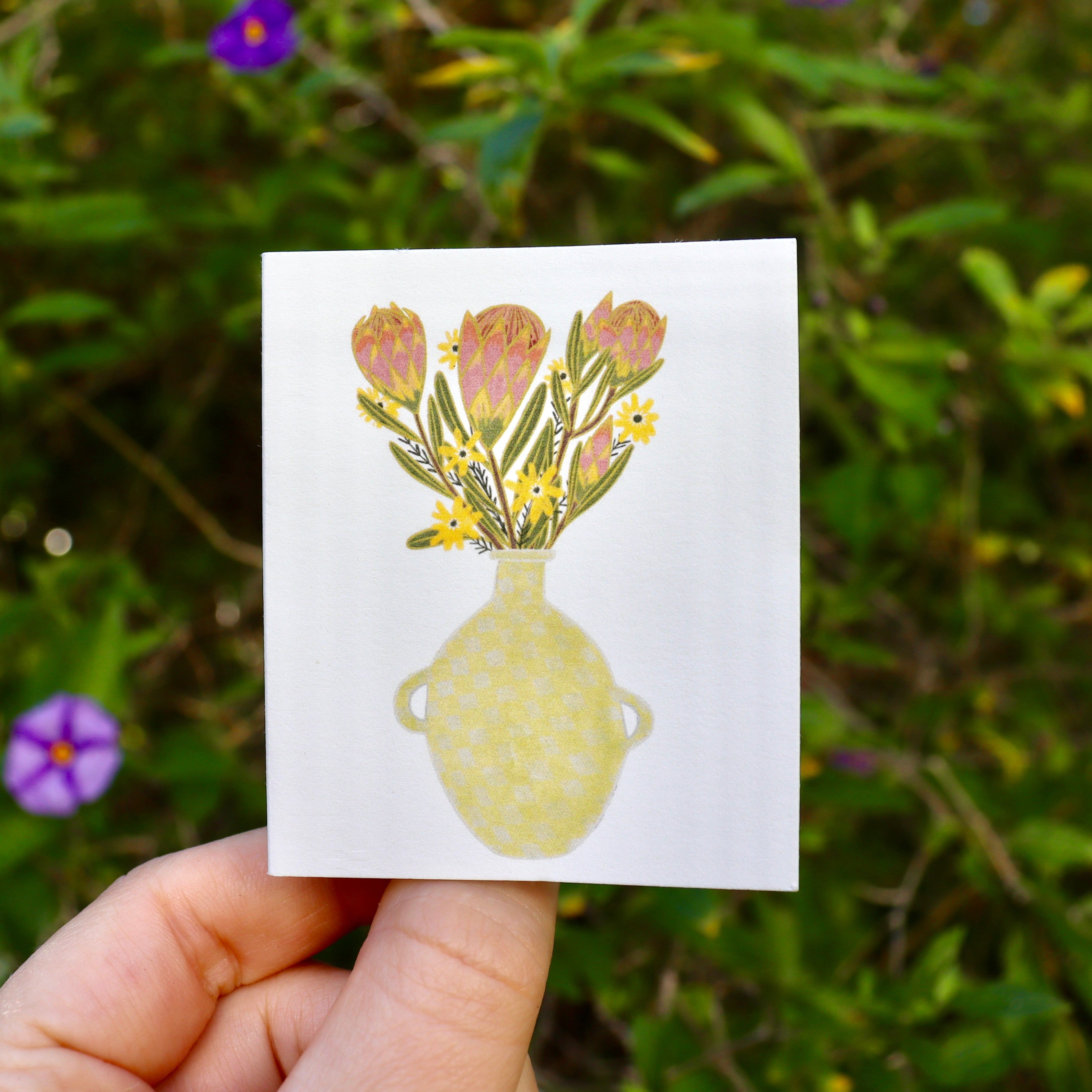 Protea Flower Vase Greeting Card